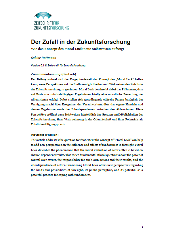 Titelseite des Beitrags "Der Zufall in der Zukunftsforschung"