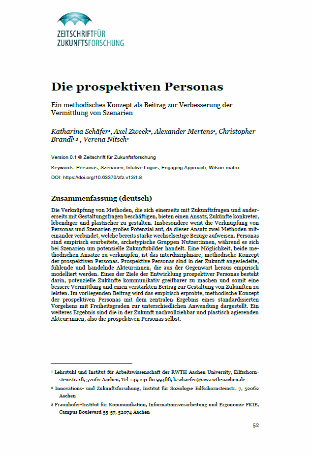 Titelbild des Beitrags "Die Prospektiven Personas" von Schäfer et al. 2025